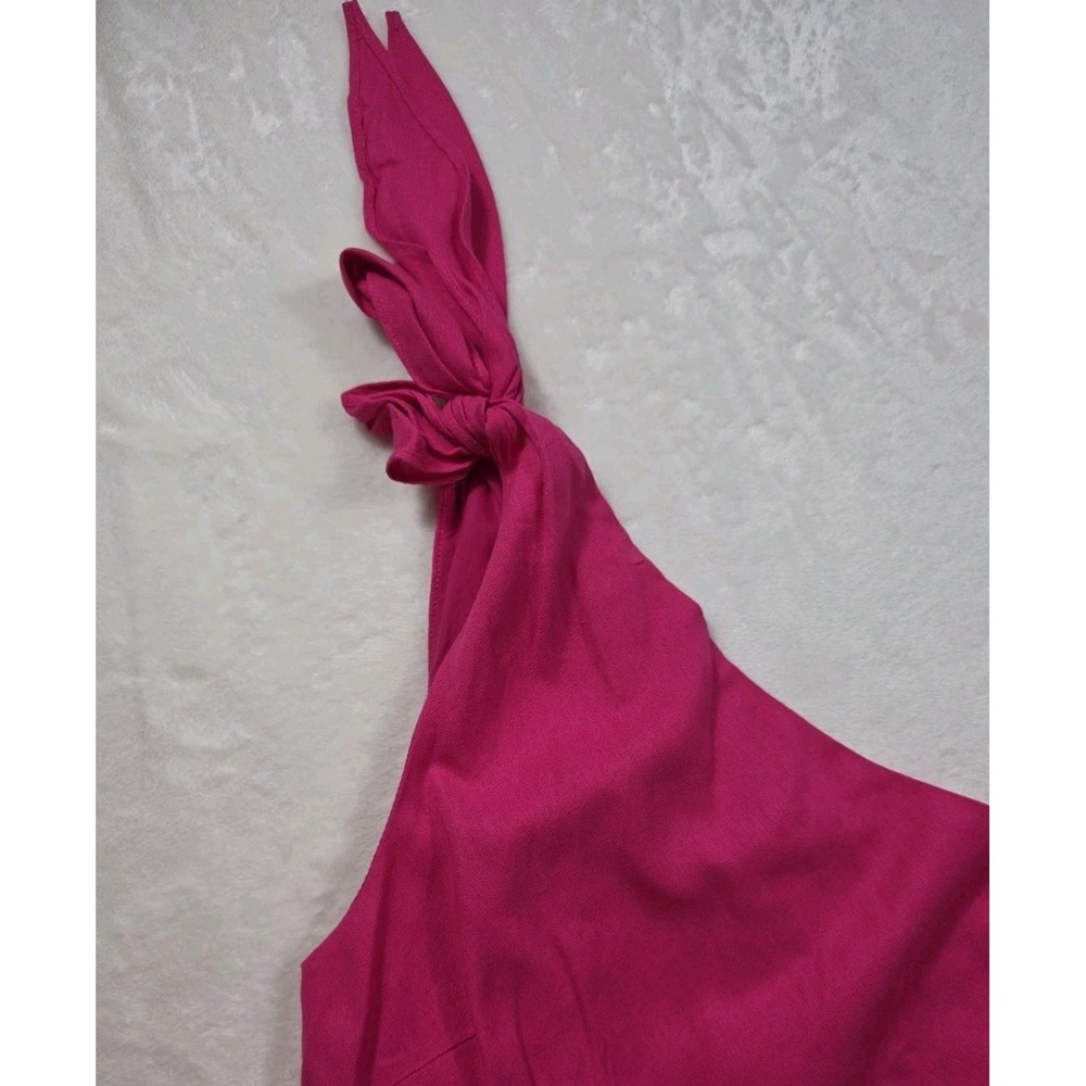 Lucy Paris Sabrina One Shoulder Maxi Dress Fuchsia Pink M NWT $125 - Picture 7 of 13